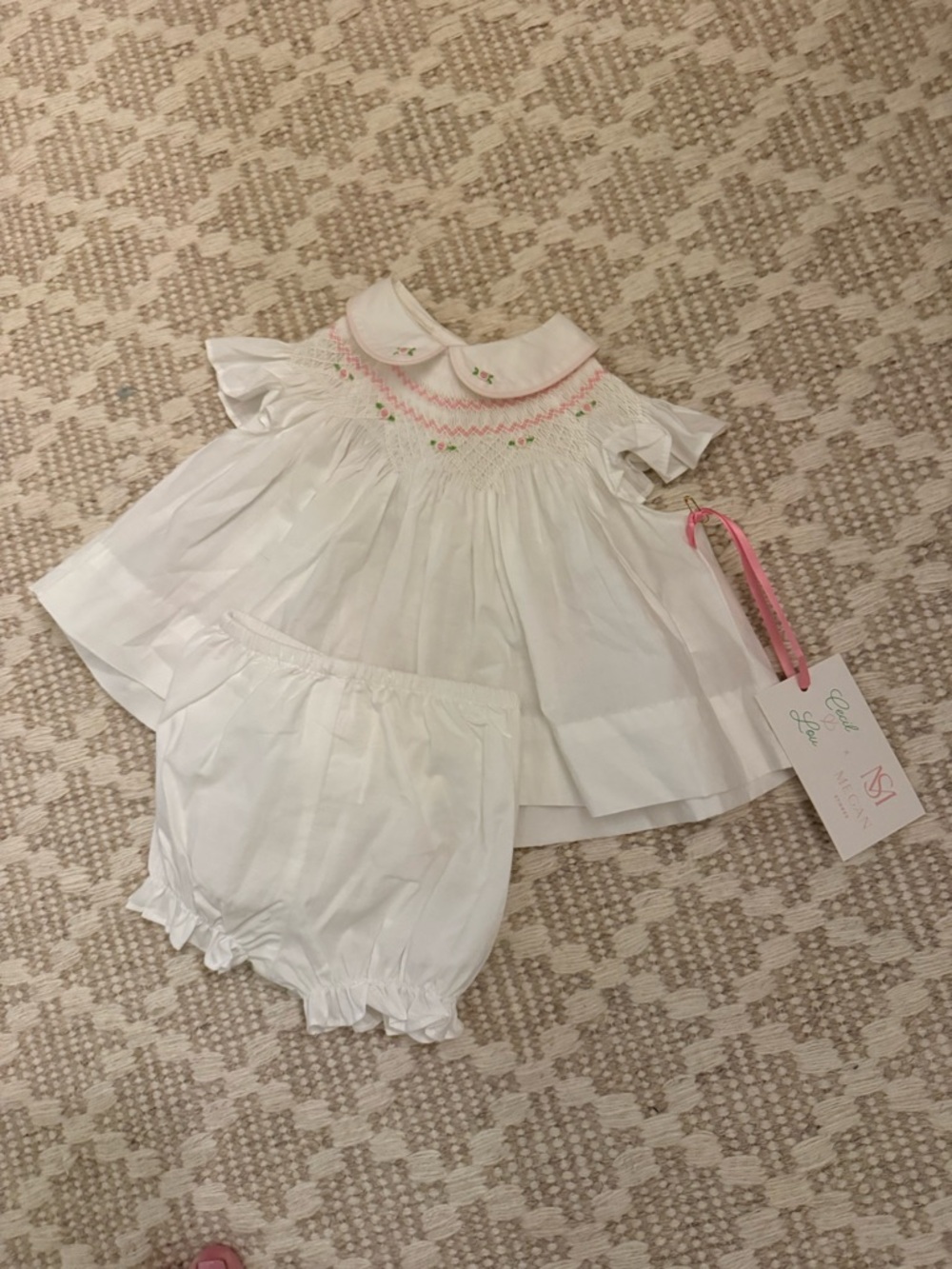 White Smocked Set NWT Cecil and Lou 3M